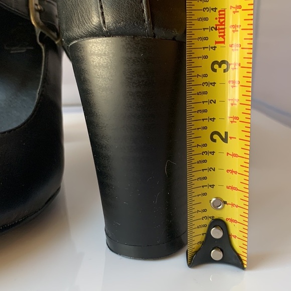 Vintage Style Buckle Strap Stack Heel Zipper Black Ankle Boot Shoes Women's - Picture 8 of 10